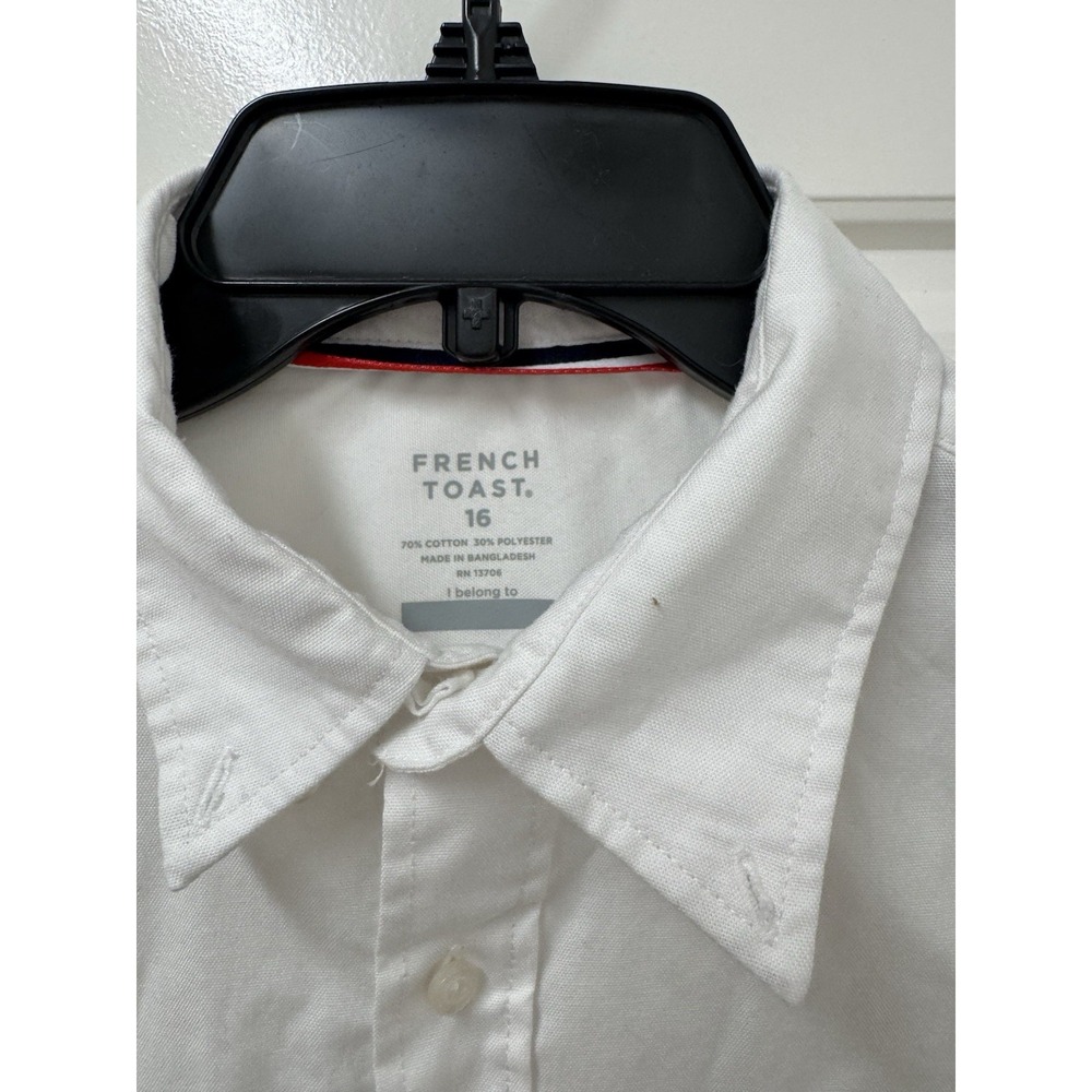 French Toast Boys Uniform White Dress Shirt Size 16 Short Sleeve Button Down